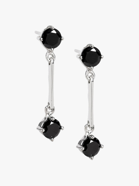 

Mikoto by FableStreet 925 Sterling Silver Black Zircon Contemporary Drop Earrings