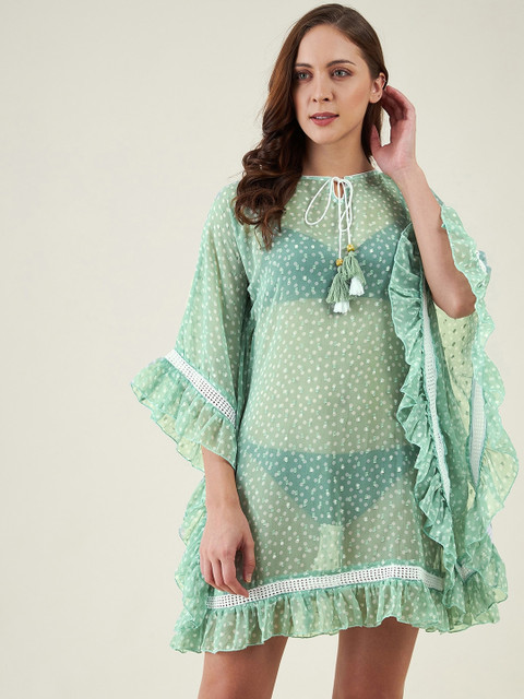 

The Kaftan Company Women Green Polka Printed Swimwear