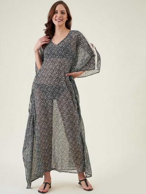 

The Kaftan Company Women Black & White Printed Kaftan Cover-Up Dress