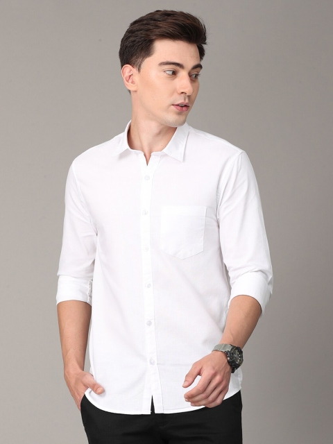 

Huggun Men White Premium Slim Fit Casual Shirt