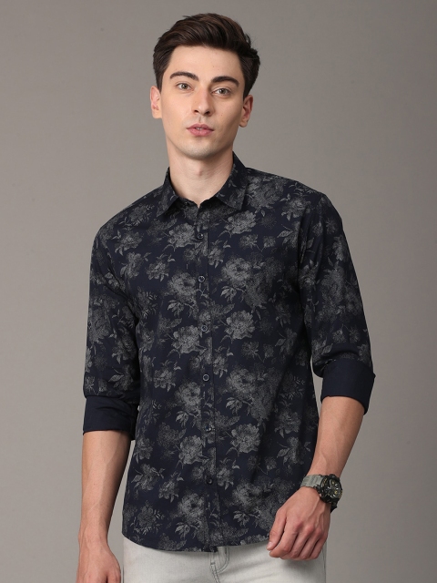 

Huggun Men Blue Premium Slim Fit Floral Printed Casual Shirt