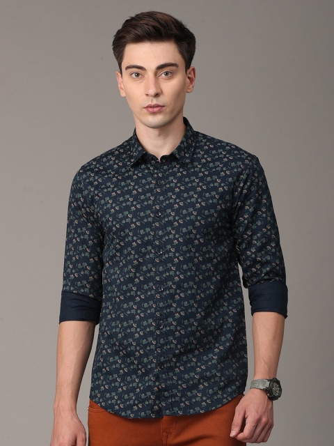 

Huggun Men Blue Premium Slim Fit Floral Printed Casual Shirt