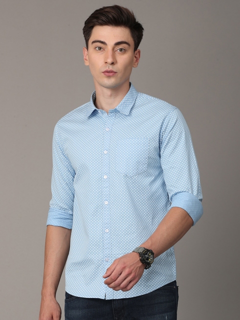 

Huggun Men Blue Premium Slim Fit Printed Casual Shirt