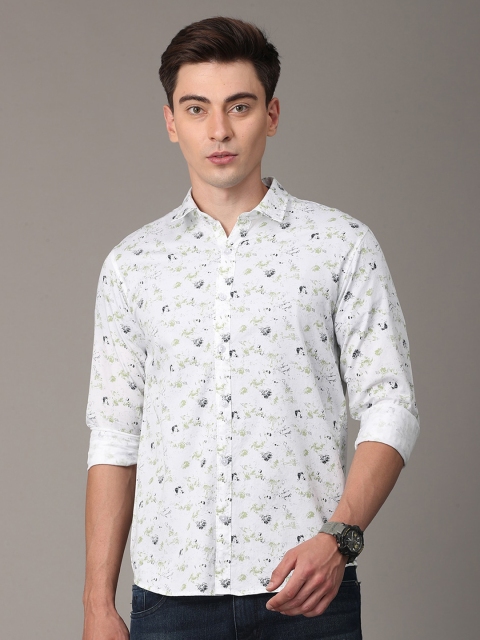 

Huggun Men White Premium Slim Fit Printed Casual Shirt