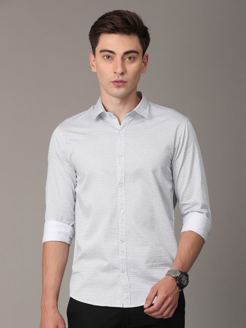 

Huggun Men White Premium Slim Fit Printed Casual Shirt