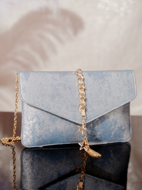 

Rubans Blue & Grey Textured Envelope Clutch
