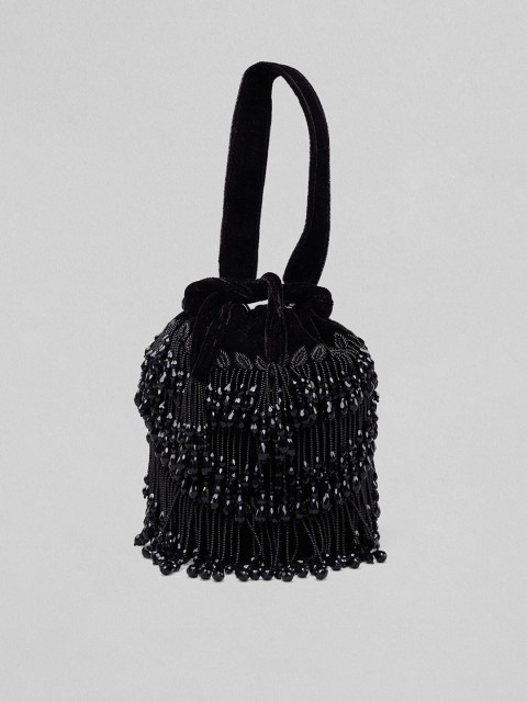 

Rubans Black Embroidered Potli Clutch