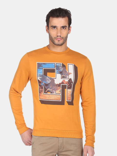 

Ed Hardy Men Orange Printed Sweatshirt