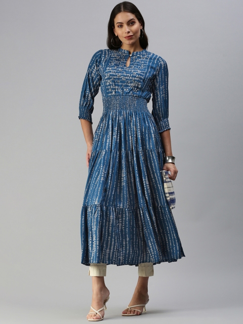 

Kay Fashions Blue Geometric Printed Anarkali Kurta