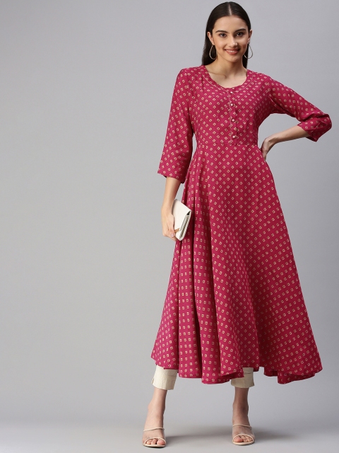 

Kay Fashions Pink Ethnic Motifs Printed Anarkali Kurta