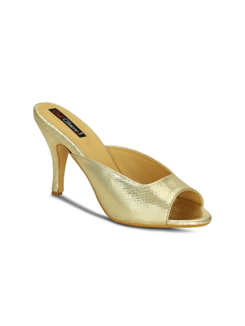 

Get Glamr Women Gold-Toned Textured Heels