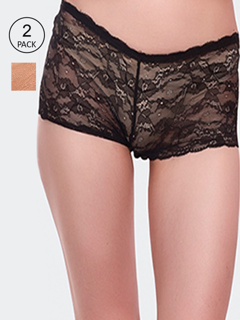 

Fleurt Women Pack Of 3 Assorted Lace Boy Shorts Briefs
