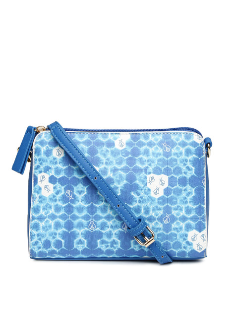 

Global Desi Blue Printed Sling Bag