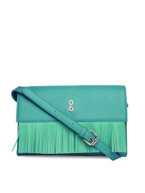 

Global Desi Green Fringed Sling Bag