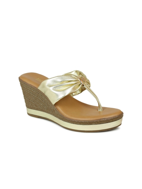 

Inc 5 Women Gold-Toned & Gold-Toned Comfort Sandals