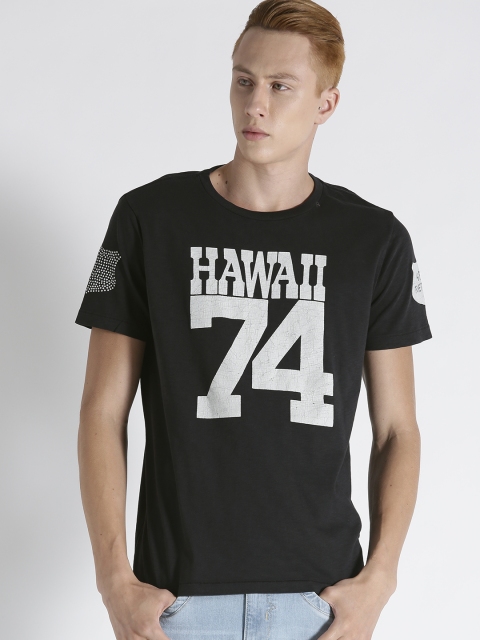 

Replay Men Black Printed Round Neck T-shirt