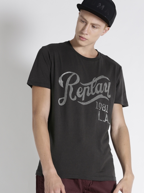 

Replay Men Black Printed Round Neck T-shirt