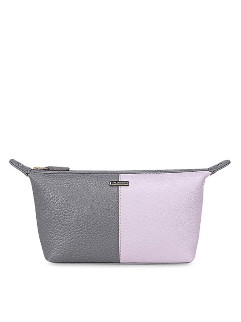 

Da Milano Grey & Pink Colourblocked Leather Travel Pouch