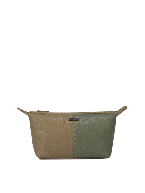 

Da Milano Olive & Brown Colourblocked Leather Travel Pouch