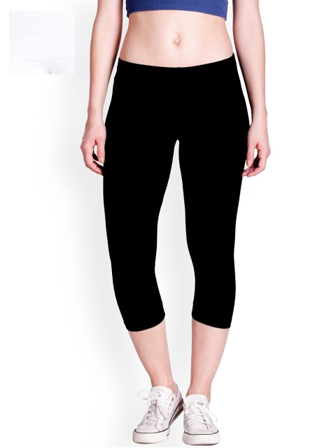 

Lux Lyra Women Black & White Solid Skinny Fit Capris