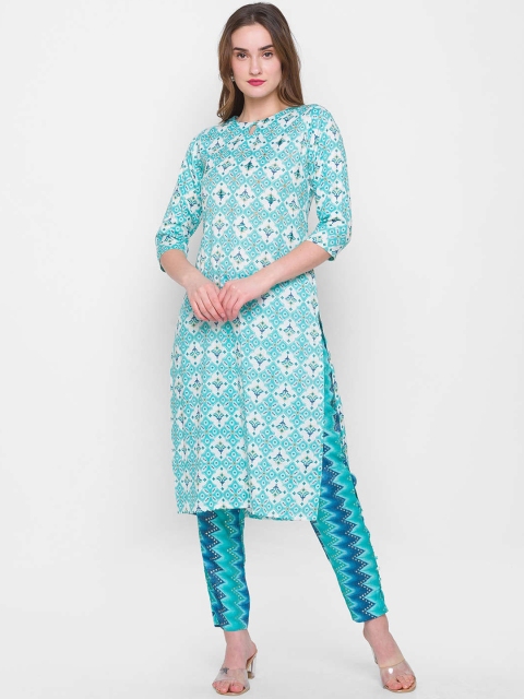 

ZOLA Women Blue Panelled Kurti with Trousers