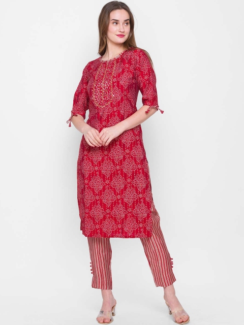 

ZOLA Women Red Empire Kurti with Trousers