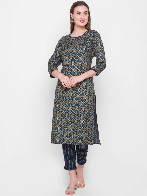

ZOLA Women Blue High Slit Kurti with Trousers