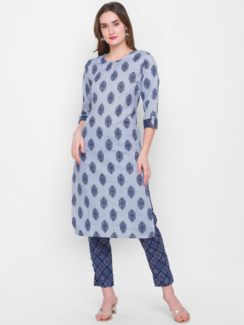 

ZOLA Women Blue Panelled Kurti with Trousers
