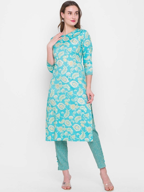 

ZOLA Women Blue Paisley Panelled Kurti with Trousers