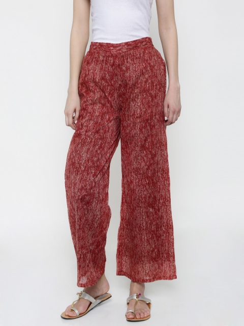 Mother Earth Maroon Printed Palazzos