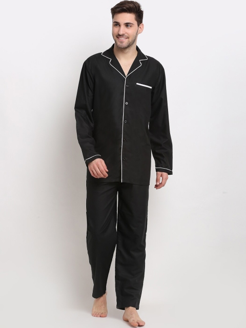 

JAINISH Men Black & White Night suit