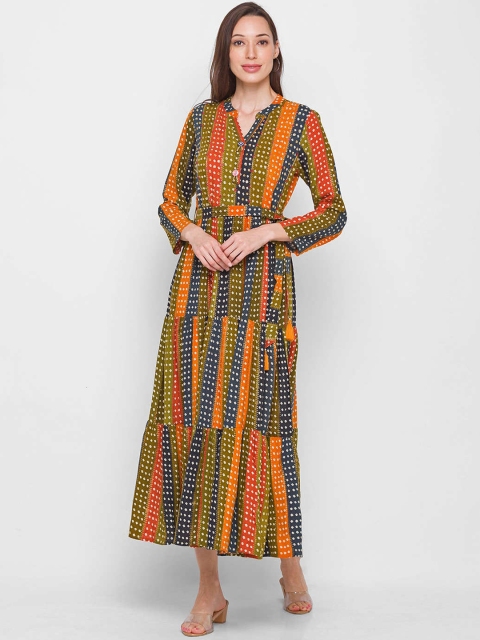 

ZOLA Women Green Geometric Checked Anarkali Kurta