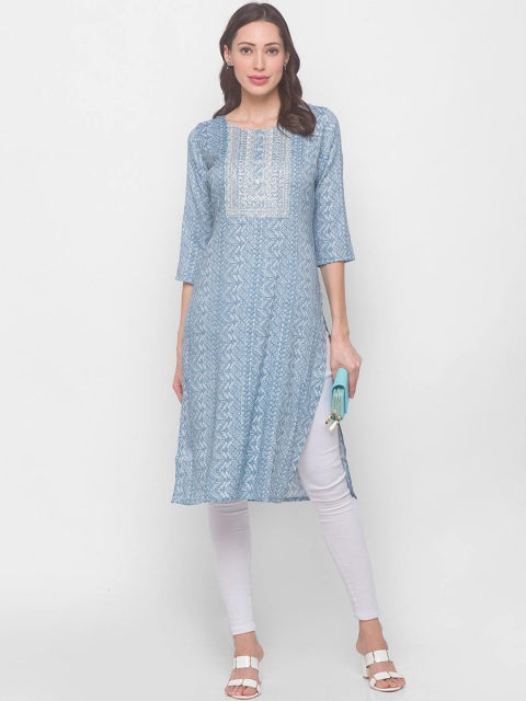 

ZOLA Women Grey Flared Sleeves Thread Work Anarkali Kurta