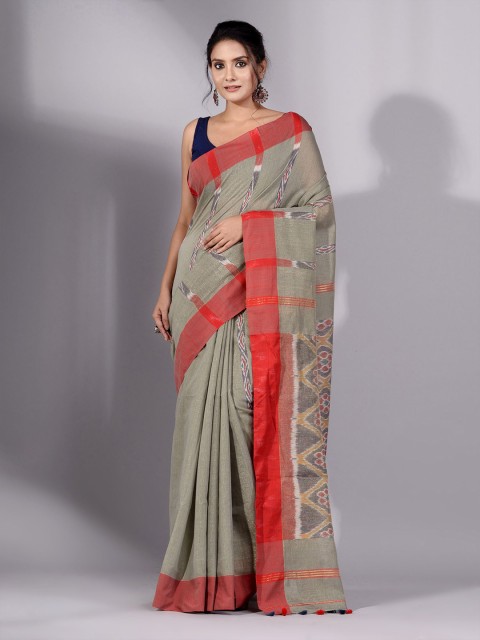 

Charukriti Green & Yellow Woven Design Tissue Saree