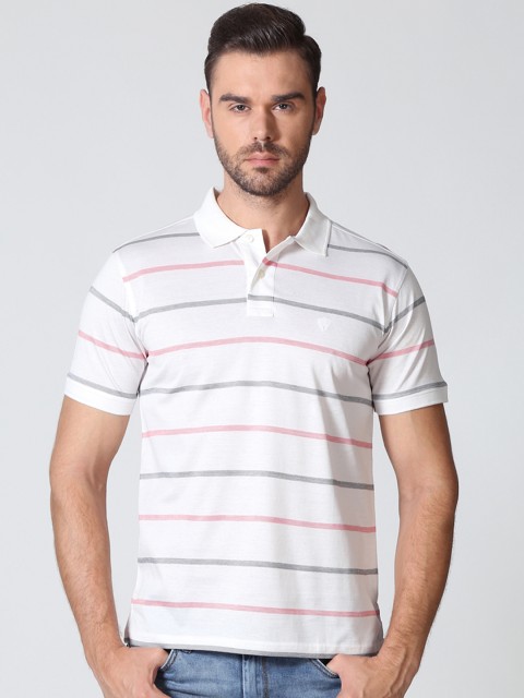 

Allen Solly Men White Striped Polo Collar T-shirt