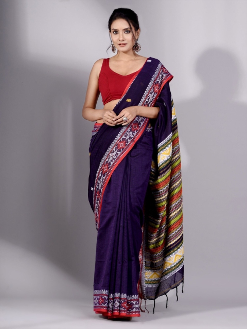 

Charukriti Blue & Pink Woven Design Pure Cotton Saree