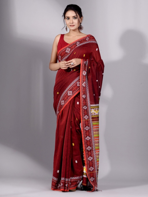 

Charukriti Red & Green Woven Design Pure Cotton Saree