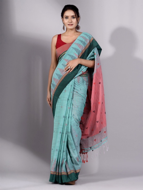 

Charukriti Green & Red Woven Design Pure Cotton Saree