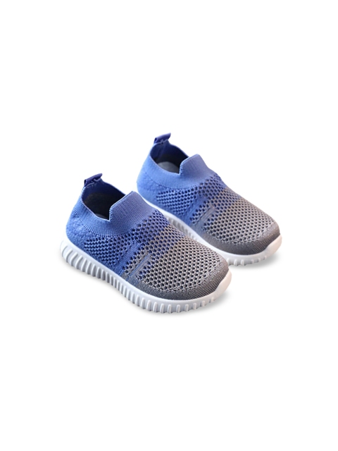 

Hopscotch Unisex Kids Blue Woven Design Slip-On Sneakers