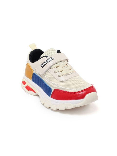 

Hopscotch Unisex Kids White Colourblocked PU Sneakers