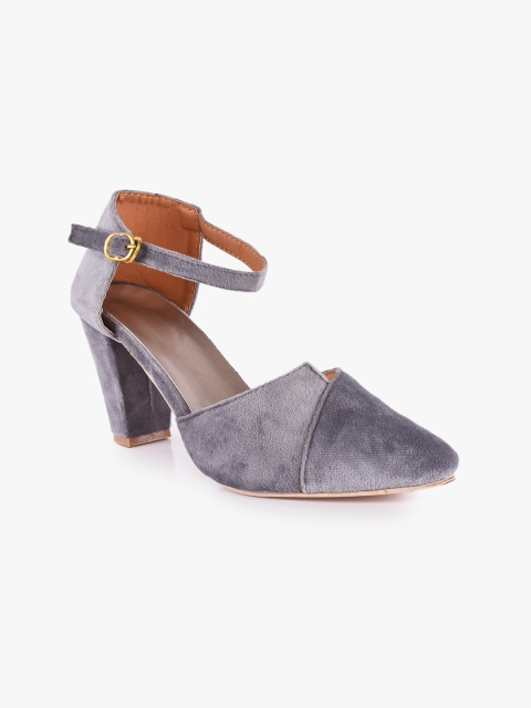 

BuckleUp Grey Block Pumps with Buckles