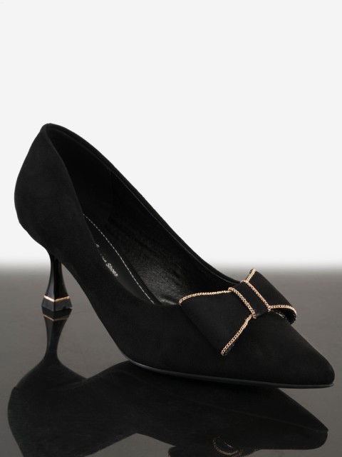 

BuckleUp Black Stiletto Pumps with Bows