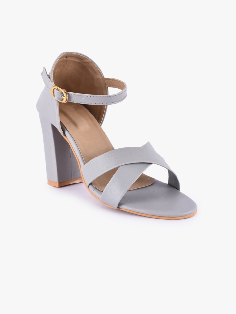 

BuckleUp Grey Block Sandals with Buckles