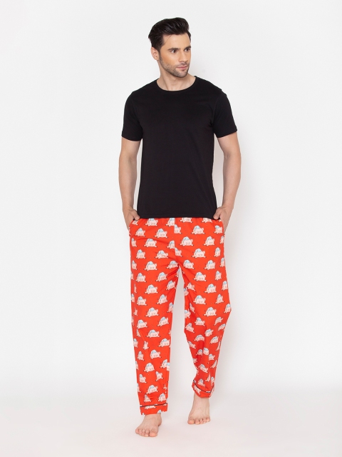 

Fluffalump Men Red & Black Night suit