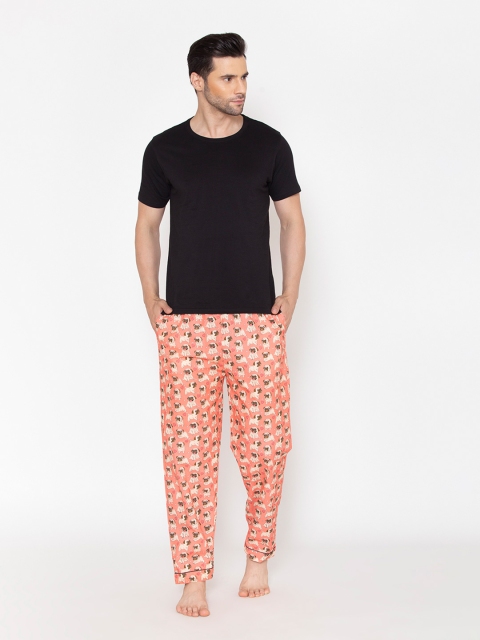 

Fluffalump Men Orange & Black Night suit