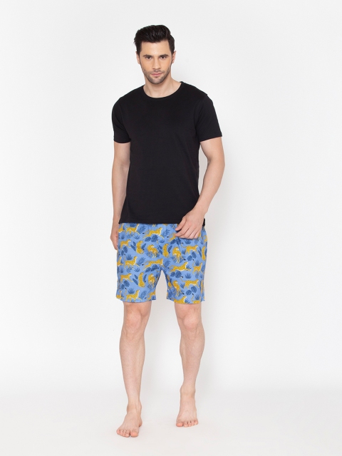 

Fluffalump Men Navy Blue & Black Night suit