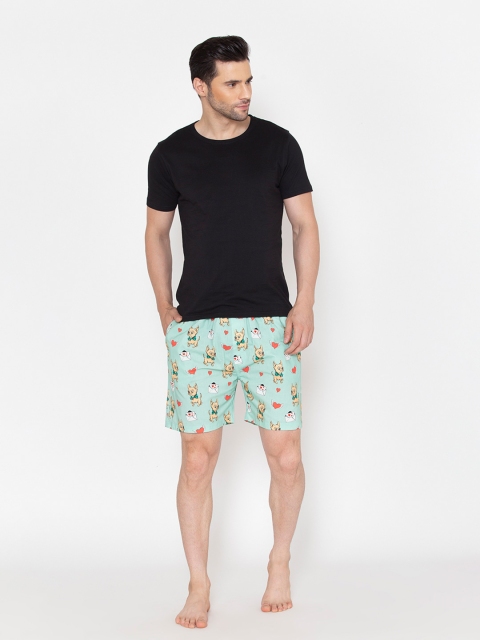 

Fluffalump Men Sea Green & Black Pure Cotton Night suit