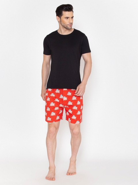 

Fluffalump Men Red & Black Night suit