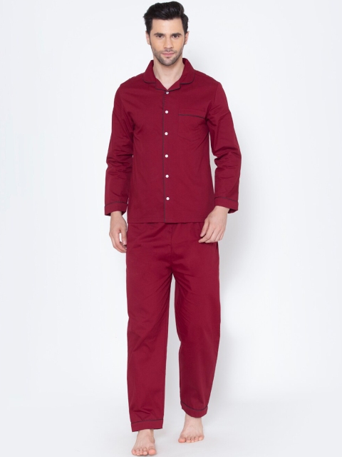 

Fluffalump Men Red Pure Cotton Night suit