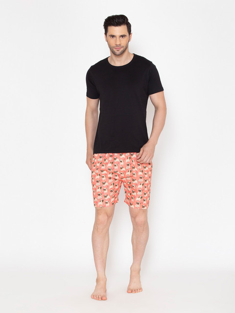 

Fluffalump Men Orange Printed Night suit
